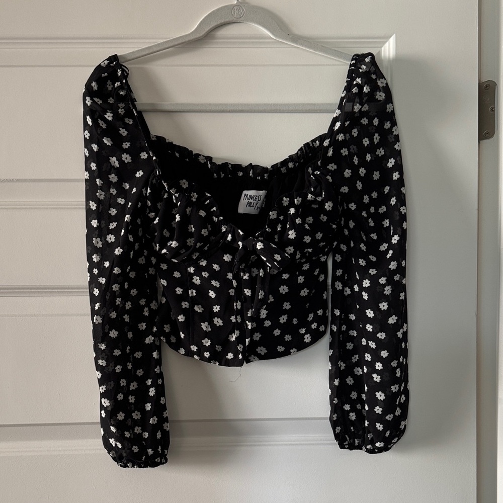 Princess Polly Black Floral Blouse
